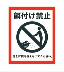 注意喚起ステッカー　餌付け禁止　鳩　縦20ｃｍｘ横15ｃｍ