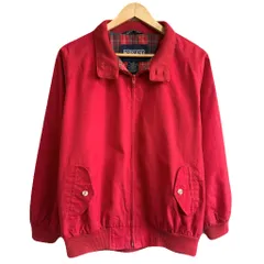 LAND'S END ランズエンド スウィングトップ ブルゾン ジャケット フルジップ ポケット付き 裏地チェック柄 赤 レッド Lサイズ No.Y434