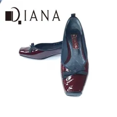 ダイアナ DIANA パンプス スクエアトゥ リボン ローヒール エナメル 22.5cm ボルドー フラット 日本製 hws00952