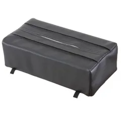 ナポレックス(Napolex) ティッシュケース サンバイザー/ヘッドレスト/アームレスト簡単取付 レジ袋を吊り下げることも可能 本革調 ブラック 便利グッズ カー用品 LFー142