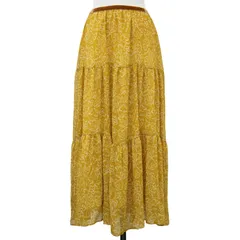 IENA イエナ スカート カラシ サイズ:36(S) Deveaux 30th ティアード ロング スカート / 花柄 フラワー プリント ウエストゴム ベロア 日本製 ボトムス 【レディース】