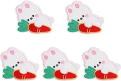 【在庫処分】ワッペン ウサギ アイロン接着 アップリケ 刺繍パッチ 女の子 子供 かわいい 刺徽章 刺しゅうパッチ 補修 ワッペン 大きい DIY 装飾 衣類 飾り アクセサリー 手作り 手芸用 可愛い動物 うさぎ 兎 5点セット