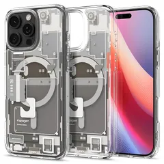 Spigen iPhone 16 Pro Max ケース MagSafe対応 クリア ストラップホール 米軍MIL規格 ウルトラ・ハイブリッド・マグフィット ACS08381 (ゼロ・ワン・ナチュラル・チタニウム)