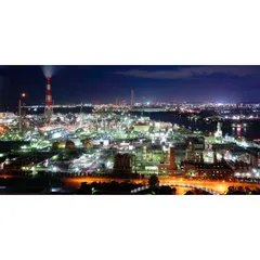 絵画風 壁紙ポスター (はがせるシール式) -地球の撮り方- 夜の宝石箱 工場萌えする四日市コンビナートの工場夜景 パノラマ キャラクロ C-ZJP-024S1 (1152mm×576mm) ＜日本製＞ ウォールステッカー お風呂ポスター