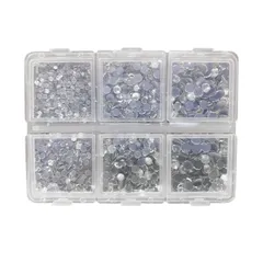 【在庫セール】大容量セット 6サイズ 約4000粒 ネイルを飾てと服装使用 DIY ラインストーン カラー 収納ケース付き クリスタル デコ ネイル ガラス製ラインストーン ネイルパーツ YFFSFDC