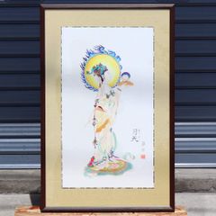 r98 慈母観音 刺繍額絵 工芸品 仏画 仏像 日本画 59㎝×109㎝ 特大 r98 慈母観音 刺繍額絵 工芸品 仏画 仏像 日本画 59㎝×109㎝ 特大