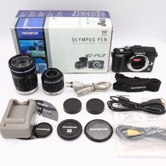 OLYMPUS ミラーレス一眼 E-PL2 ダブルズームキット ブラック E-PL2 TLKIT BLK　#250319_B5EA05044