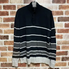古着 US 90`s【NAUTICA】ノーティカ　メンズ 　紳士服　トップス　ニット　セーター　ハーフジップ　ジップアップ　コットン100%　ボーダー　ロゴ　オシャレ　シンプル