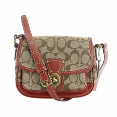 コーチ COACH 10566S ショルダーバッグ キャンバス レザー シグネチャー ターンロック 赤 レッド 茶 ブラウン ■GY18 /MQ