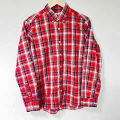 (^w^)b AIGLE エーグル 長袖シャツ チェック柄 ボタンダウン コットン 綿100% アウトドア キャンプ カジュアル デイリー タウンユース オールシーズン レッド 赤系 メンズ サイズS