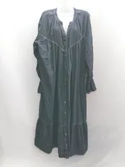 ◇ ⊂ CLASSICAL ELF クラシカルエルフ Vネック レース 長袖 ロング ワンピース サイズXL ブラック レディース E  【1411210000510】