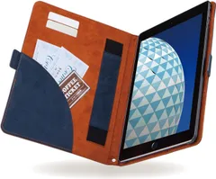 496 エレコム iPad Air 10.5 (2019)、iPad Pro 10.5 (2017) ケース ソフトレザーカバー フリーアングル ツートン ネイビー×ブラウン TB-A19MPLFDTNV