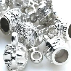 Q-243 アクリル 王冠キャップ【シルバー】10個入 軽量 カン付き カツラ カバー タッセル ストラップ キーホルダー ハンドメイド アクセサリー パーツ