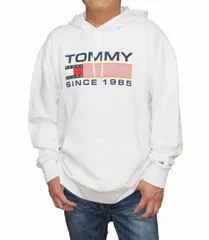 トミージーンズ パーカー 白 メンズ DM15009 トミーフィルフィガー TOMMY HILFIGER 春物 秋物 ホワイト オーバーサイズ