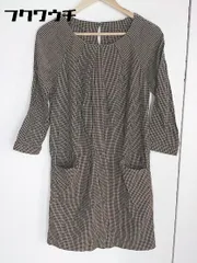 ◇ AMERICAN RAG CIE アメリカンラグシー ギンガムチェック 長袖 膝丈 ワンピース サイズF ベージュ ブラック レディース  【1002800413126】