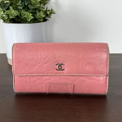 [人気特価]CHANEL シャネル カメリア ホック長財布 二つ折り ピンク ラムスキン ココマーク 小銭入れ付 レディース カメリアモチーフ