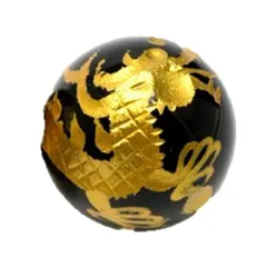 ◎088大玉42mm　天然水晶パワーストーン　金彫り五本爪皇帝龍金色の台座　置物 ◎088大玉42mm天然水晶パワーストーン金彫り五本爪皇帝龍金色の台座置物