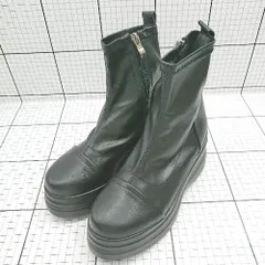 ■ Θ YOSUKE ヨースケ 高級感 ショート フラットフォームブーツ サイズ22cm(S) ブラック系 レディース E  【1507280008966】