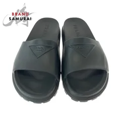 PRADA ラバーサンダル ブラック 26.5〜27cm 42 新作【PRADA】ラバー クロスサンダル、ブラック (PRADA/サンダル