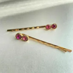 ヘアピン　ピンク　ゴールド