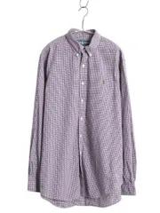 【お得なクーポン配布中!】 00s ラルフローレン チェック 長袖 ボタンダウン シャツ メンズ L オールド ポロ 長袖シャツ コットン BD ワンポイント マルチカラー 薄手