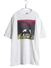 【お得なクーポン配布中!】 90s USA製 ウシ アート イラスト プリント Tシャツ メンズ XL / アニマル グラフィック ヘビーウェイト シングルステッチ 大きいサイズ 白