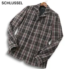 SCHLUSSEL シュリセル 秋冬 ウール混★ チェック柄 フランネル ミリタリー シャツ ジャケット Sz.2　メンズ グレー