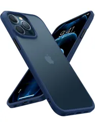 ★TORRAS iPhone 12/12 Pro 用 ケース 耐衝撃 半透明 黄変防止 衝撃吸収 指紋防止 ストラップホール付き レンズ保護 ボタン付属 6.1 インチ アイフォン 12/12Pro 向け 「Guardian Series」 ネイビーブルー