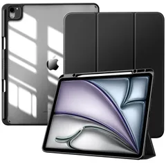 ブラック iPad Air 13インチ ケース 2024 TiMOVO 13インチiPad air M2 ケース iPad air 13インチ カバー iPad Pro 12.9 第5/6世代 ケース 12.9インチ ペン収納 透明バック PencilPro/