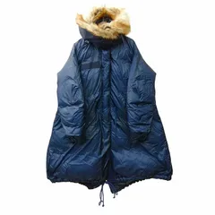 サカイ sacai 美品 18AW Down Coat Faux Fur Trim Hood 18-04040 ダウンコート ダウンジャケット ナイロン ファー 紺 ネイビー 2 約M ■GY09のサムネイル