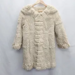 ◇ JUSGLITTY ジャスグリッティー ファー キレイめ ノーカラー 長袖 コート サイズ1 ベージュ レディース E  【1405140038842】のサムネイル