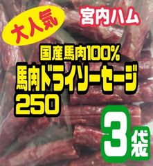 ♦超入手困難♦宮内ハム・100%国産の馬肉ドライソーセージ  250㌘ × ３袋