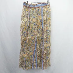 ◇ Θ Simplicite ウエストゴム 花柄 ロング フレアー スカート サイズ表記なし カーキ オレンジ系 レディース E  【1506190009254】