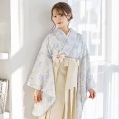 新品 袴4点セット 花柄 総レース 水色 白 卒業式 小学生 大学生 アイボリー 69IV