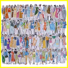 【人気商品】素材紙 コラージュ素材 ステッカー 大容量 フレークシール かわいい おしゃれ 女の子 女子 少女 シール ガール 人物 手帳デコ 日記シール カレンダー (シーズン4（100枚）)