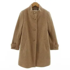 クミキョク 組曲 KUMIKYOKU コート スタンドカラー 日本製 ラメ ウール混 ツイード ベージュ ゴールド S2