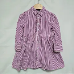 ポロラルフローレン パープル ストライプ フリル ONE PIECE キッズ 2歳 1015