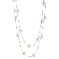 人気商品人気 レディース アクセサリーおしゃれパーティ結婚式 パールネックレスロング 可愛いネックレス シンプル チェーン [MOUP] 真珠に似せる