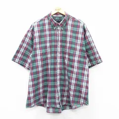 XL/古着 バンヒューセン 半袖 シャツ メンズ 大きいサイズ ボタンダウン 緑他 グリーン チェック 25may30 中古 トップス