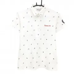 アディダス 半袖ポロシャツ 白×黒 総柄 レディース L/G ゴルフウェア adidas