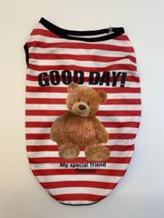ペット用品 ペット 犬服 ドッグウェア 熊柄　クマ柄　かわいい さわやか　無地 おしゃれ　小型犬　中型犬　お散歩　お出かけ　春夏　安い　GOOD DAY    レッド＆ホワイト