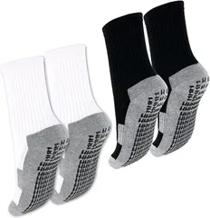 753japan サッカー ソックス ジュニア スポーツ 滑り止め 足首サポート 子供 キッズ 靴下(黒・白2足セット,  19cm～24cm)