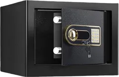 Beemyi 互換品金庫 家庭用12.4L 防犯金庫 緊急電池ボックス付き テンキー式 床・壁に固定可能 緊急キー付き 事務所 店 日本語取扱説明書(12.4L)