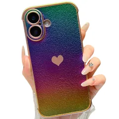 【数量限定】いphone16 ケース 柔軟な TPU ハートケース シリコン スマホケース メッキ加工 エッジ ラグジュアリー 用 蛍光色 虹色 マット カバー ソフト 16 軽量 耐衝撃 おしゃれ 韓国 iPhone 可愛い アイフォン 16 ケース 女子