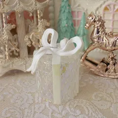 クリスマス ギフトボックス オーナメント クリア ツリーオーナメント リボン プレゼント かわいい テーキャンドルホルダー クリスマスオーナメント エレガント 姫系 フレンチカントリー 店舗装飾 クリスマス装飾