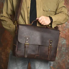 レザー ビジネスバッグ トートバッグ ハンドバッグ 2WAY ショルダーバッグ 斜め掛け 牛革 メンズ 就活バッグ 本革 レトロ ヴィンテージ 大容量 就活 メッセンジャーバッグ 通学 おしゃれ ブリーフケース 通勤 旅行鞄 ダークブラウン