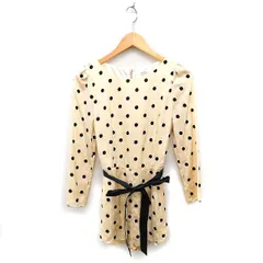 スナイデル snidel ドット柄 オールインワンショートロンパース 長袖 リボン 0 ベージュ /FT21