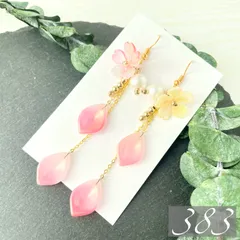 【383】ハンドメイド ピアス イヤリング 春物 桜 フラワー 花びら ピンク