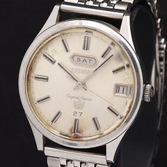 稼働品 CAMY 自動巻 オートマチック ゴールド 77石 デイト 腕時計