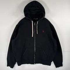 古着 ポロ・ラルフローレン POLO RALPH LAUREN パーカー スウェット フルジップ ワンポイントロゴ 大きいサイズ XXL  ブラック メンズ